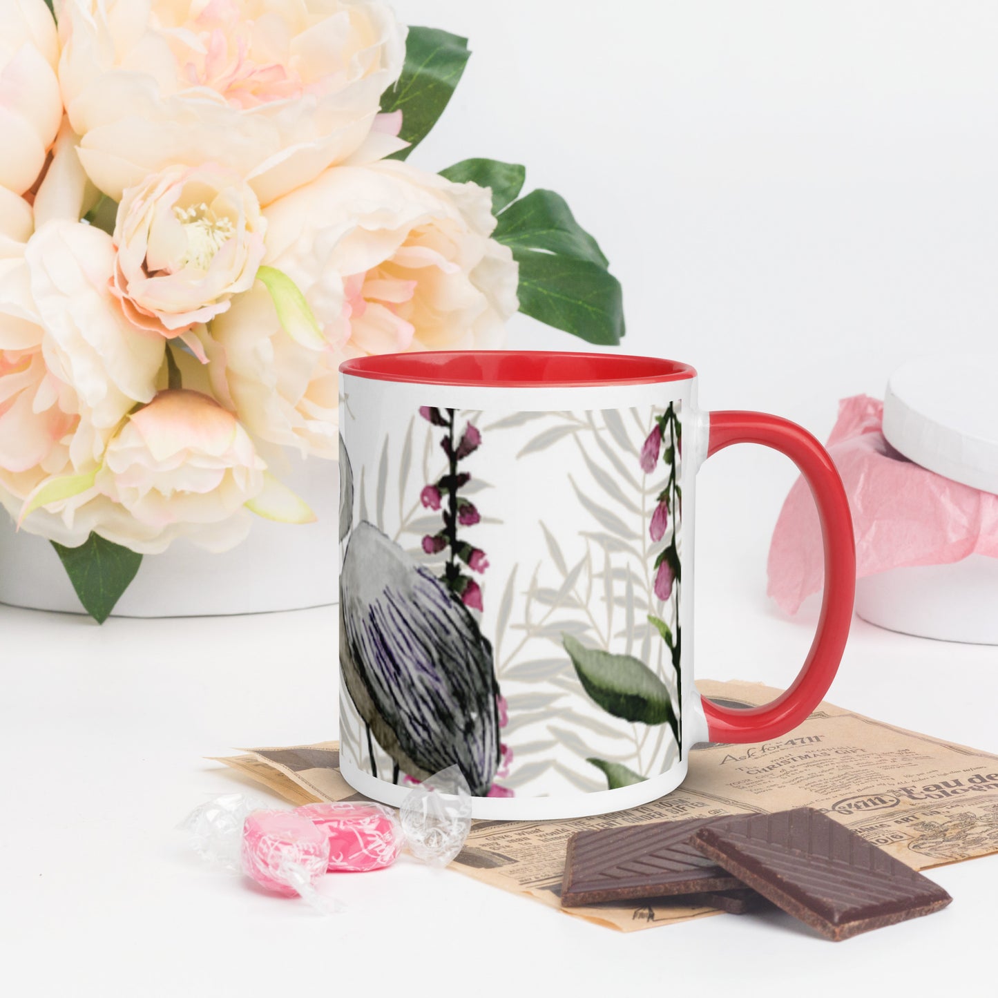 Bird Theme Stork Mug with Color Inside